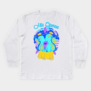 Blue Lovers Kiss - His Queen Kids Long Sleeve T-Shirt